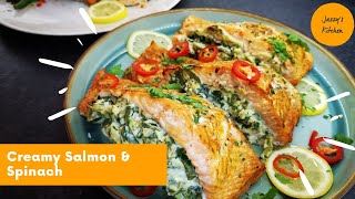 How to make Salmon stuffed with cream cheese amp spinach [upl. by Enirehtahc894]