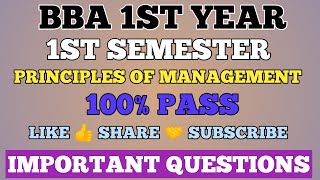 PRINCIPLES OF MANAGEMENT IMPORTANT QUESTIONS  BBA 1ST YEAR  1ST SEMESTER [upl. by Aihsela]