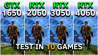 GTX 1650 vs RTX 2060 vs RTX 3050 vs RTX 4060  Test In 10 Games at 1080p [upl. by Elsey875]