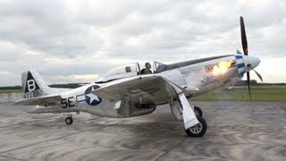 P51 Mustang  Flames on Start Up RollsRoyce Merlin  Flyover [upl. by Alison115]