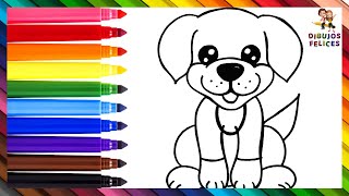 Cómo Dibujar Un Perro 🐶🦴🐾 Dibuja y Colorea Un Lindo Perrito 🐕🌈 Dibujos Para Niños [upl. by Eruza]