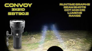 Convoy 3x21D SBT902 new thrower flashlight review in HDR  Night shots and runtimes  Comparison [upl. by Alwitt223]