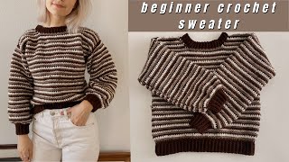 Learn how to make this crochet sweater as a beginner [upl. by Esdnyl]