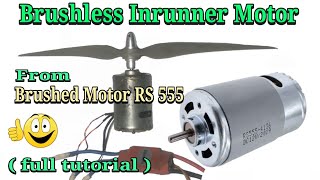 How to make a brushless dc motor inrunner from a brushed rs555 motor [upl. by Llain]