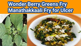 WonderBerry or black Nightshade Greens Fry for Ulsar Manathakkali greens fryPriyadascookingchannel [upl. by Long95]