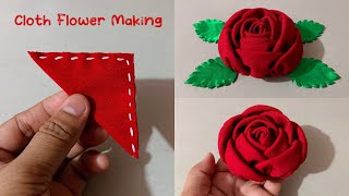 DIY How to make an adorable fabric rose flower  in just 5 minutes  DIY Flower [upl. by Ahsilac]