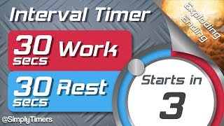 30 sec work 30 sec rest Interval Timer 3030 interval timer up to 60 reps with exploding ending [upl. by Akeylah]