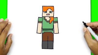 How To Draw Minecraft Alex  Minecraft Drawing [upl. by Eimam]