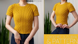 How to Crochet Modern T Shirt  Pattern amp Tutorial DIY [upl. by Nilved]