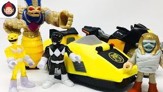 Imaginext Power Rangers Mastadon Battle Bike With Black Ranger amp Yellow Ranger  Unboxing Toy Video [upl. by Inahpets]