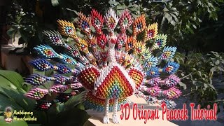 HOW TO MAKE 3D ORIGAMI PEACOCK  DIY PAPER PEACOCK TUTORIAL [upl. by Halona220]