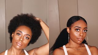 How To DrawString Ponytail on Short Natural 4b4c Hair [upl. by Adnahcir]