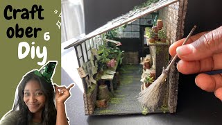 WITCH’S MINIATURE GREENHOUSE DIORAMA INTERIOR DIY CRAFTOBER 6 [upl. by Mialliw]