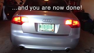 Audi B7 A4  DIY Inner trunk lid Tail Light Bulb Replacement [upl. by Mazurek]