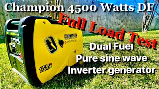 Champion 4500W Dual Fuel RV Ready Portable Inverter Generator Electric Start Full Load Test [upl. by Barb47]