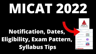 MICAT 2022 Application Form Exam Pattern Eligibility Critertia Exam SyllabusPreparation Tips [upl. by Wager]