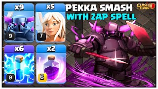 Th14 Pekka Smash Attack  5 Healers  9 Pekka  6 Zap Spell Best Th14 Attack Strategy  COC [upl. by Tychon]