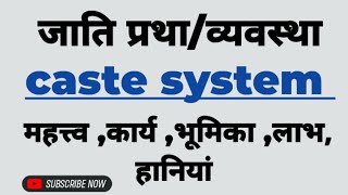 जाति प्रथा caste systemके कार्यभूमिका महत्व और दोष अथवा हानियां function importance and demerits [upl. by Guntar]