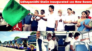 TN Sports Minister Udhayanidhi Stalin Inaugurated 100 New Buses in Chennai  Blue Bus chennaiviews [upl. by Eissahc]