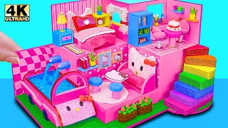 How To Make Pink Unicorn House with Bunk Bed Rainbow Stairs from Polymer Clay  DIY Miniature House [upl. by Liss]