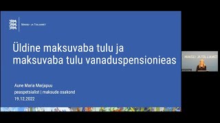 Üldine maksuvaba tulu ja maksuvaba tulu vanaduspensionieas alates 2023 aastast [upl. by Tyrrell969]