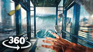 360° SCIENCE LAB 1  Escape Tsunami Wave in the Lift VR 360 Video 4k ultra hd [upl. by Nhoj903]