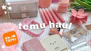 Huge Temu Unboxing 🧸🎀  ASMR Aesthetic  🫧 temu makeup bags cute finds [upl. by Cavil]