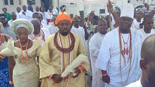 OLU OF WARRI amp HIS WIFE VISIT OONI OF IFE TO CELEBRATE OONIRISA BABATUNDE OGUNWUSI 7th ON HIS THRONE [upl. by Lynad]