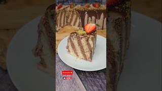 NoOven NoBake🤫 soft and easy Chocolate Zebra Cake🎂 Recipe in👇 and comment recipe food cake [upl. by Veron]