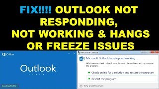 FIX Outlook Not opening Responding Stopped working Outlook 2010 201320162019 [upl. by Ahsenac]