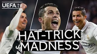 ALL CRISTIANO RONALDO UCL HATTRICKS [upl. by Dnalwor550]