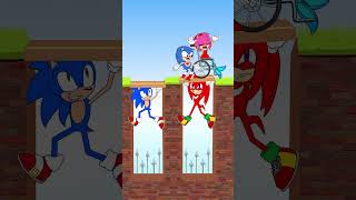 Double Bridge Challenge With Sonic and Knuckls 💪💚 shorts tiktok viral animation [upl. by Hayton]