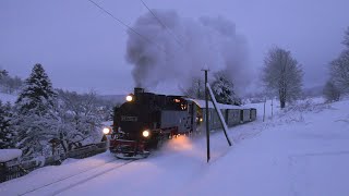 Dampfloks und viel Schnee zur blauen Stunde  Die Fichtelbergbahn [upl. by Stedman721]