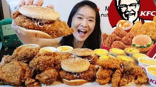 CRUNCHY KFC Tori Katsu Burgers Hot amp Crispy Fried Chicken w Nacho Cheese  Mukbang w Eating Sounds [upl. by Kerat468]