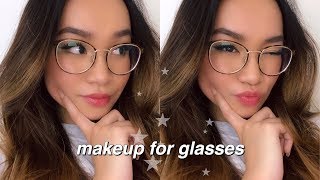 everyday makeup for glasses ✰  eyewear haul [upl. by Anaihsat]