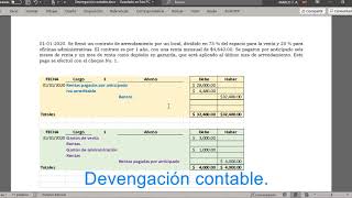 Devengación contable ejemplo [upl. by Atinas]