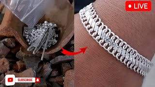 This is the process of making a silver bracelet🔥🔨🔨 silver gold viral video jewellry jewellry [upl. by Hurlbut970]