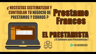 PRESTAMO FRANCES  SISTEMA DE COBROS Y PRESTAMOS [upl. by Ruamaj]