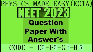 NEET ORIGINAL PAPER WITH KEY 2023 CODE SET E5 SET F5 SET G5 SET H5 ZYGOTE POLLEN GRAINS  3 [upl. by Eiwoh528]