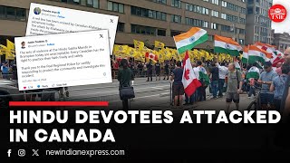 ProKhalistani mob attacks devotees at Hindu temple in Canada  PM Trudeau condemns attack [upl. by Airasor]