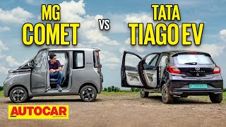 MG Comet vs Tata Tiago EV  Which is the EV for you  Comparison  Autocar India [upl. by Lareneg]