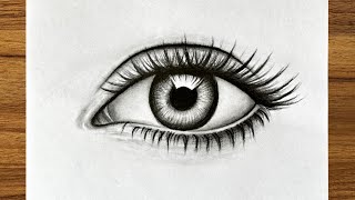 How to draw a realistic drawing  Easiest eye drawing tutorial  Easy drawings step by step [upl. by Martreb]