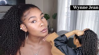 5 Minute Curly Ponytail On 4b Hair Using AmazingBeauty Kinky Curly Clip Ins [upl. by Shaffer]