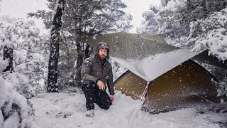 WINTER CAMPING In SNOW  Snowstorm  Heavy Rain [upl. by Ahrens]