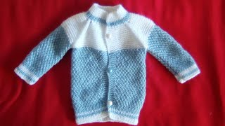 Tuto gilet facile top down au tricot cardigan ou veste de bébé au tricot 03 mois Part12 [upl. by Hurff639]