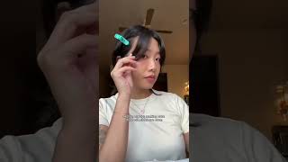 trimming my curtain bangs ✂️ haircut diyhaircut hairtutorial [upl. by Vasti]