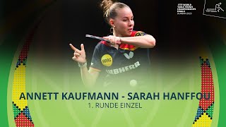 Annett Kaufmann  Sarah Hanffou I 1 Runde Einzel I WM 2023 in Durban [upl. by Karina652]