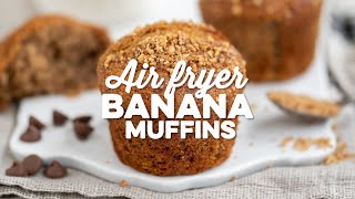 Air Fryer Banana Muffins  Super soft  Supergolden Bakes [upl. by Hickey]