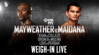 WeighIn Live Mayweather vs Maidana  SHOWTIME Boxing [upl. by Jilleen65]