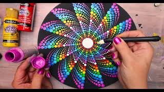 Dot Mandala PINWHEEL Design Step By Step Tutorial  Lydia May [upl. by Katleen819]